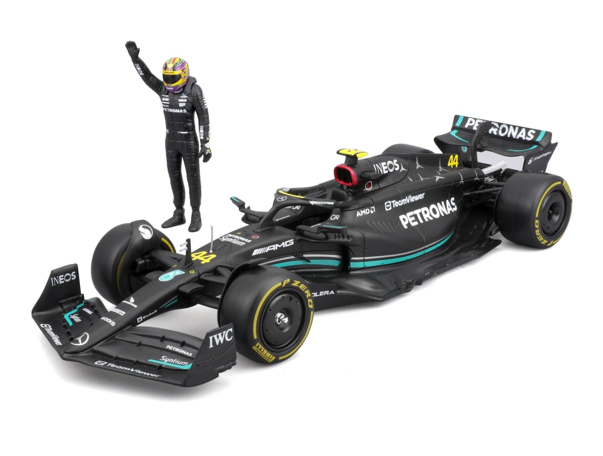 Bburago - Mercedes AMG F1 W14 with Driver Figure - #44 Lewis Hamilton (1:24 Scale Model) - Image 2