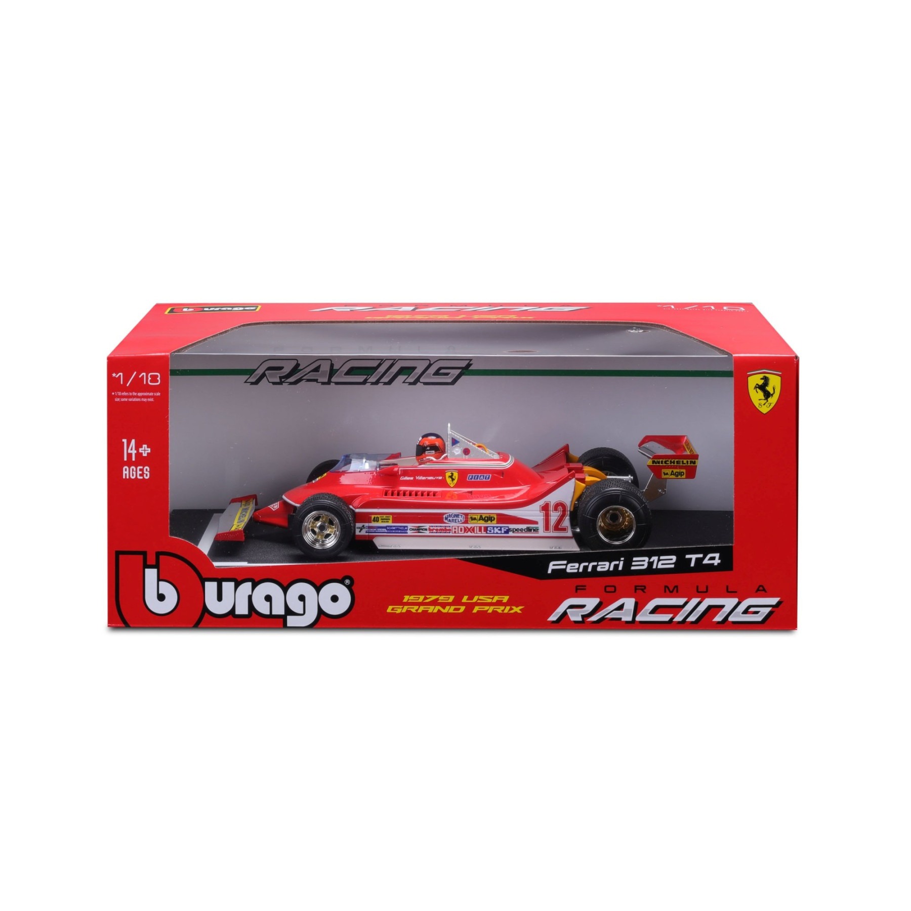 Bburago - Ferrari 312T4 #12 Gilles Villeneuve 1979 GP USA East Winner (1/18 Scale Model) - Image 3