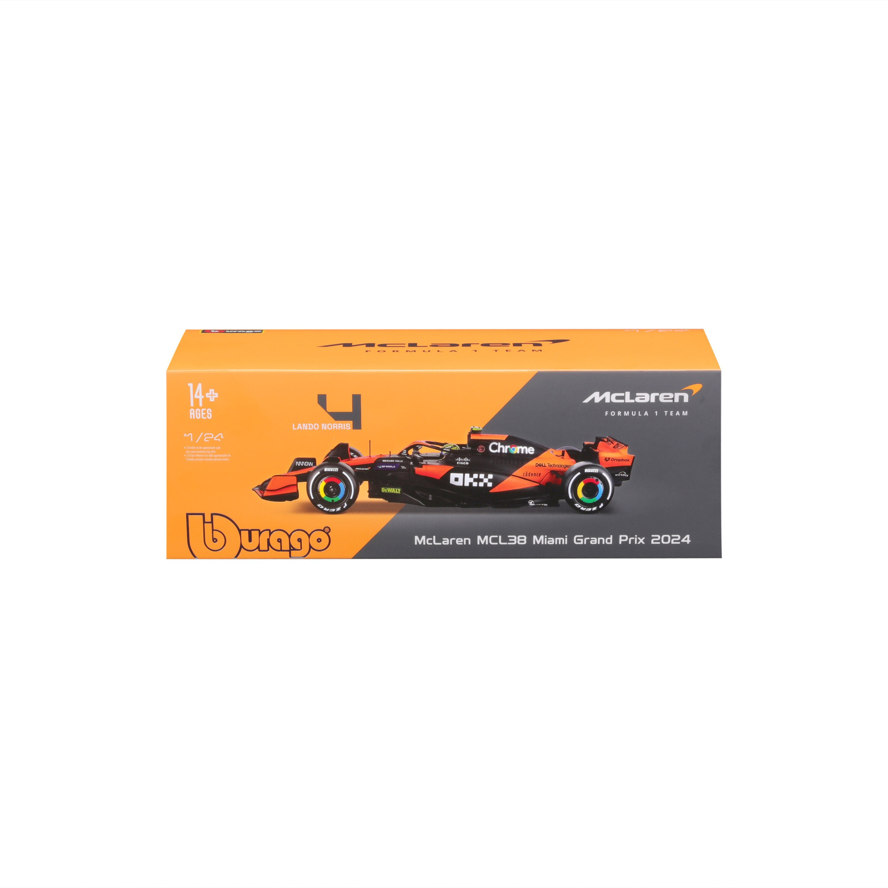 Bburago - McLaren F1 MCL38 2024 with Helmet - #4 Lando Norris (1/24 Scale Model) - Image 4