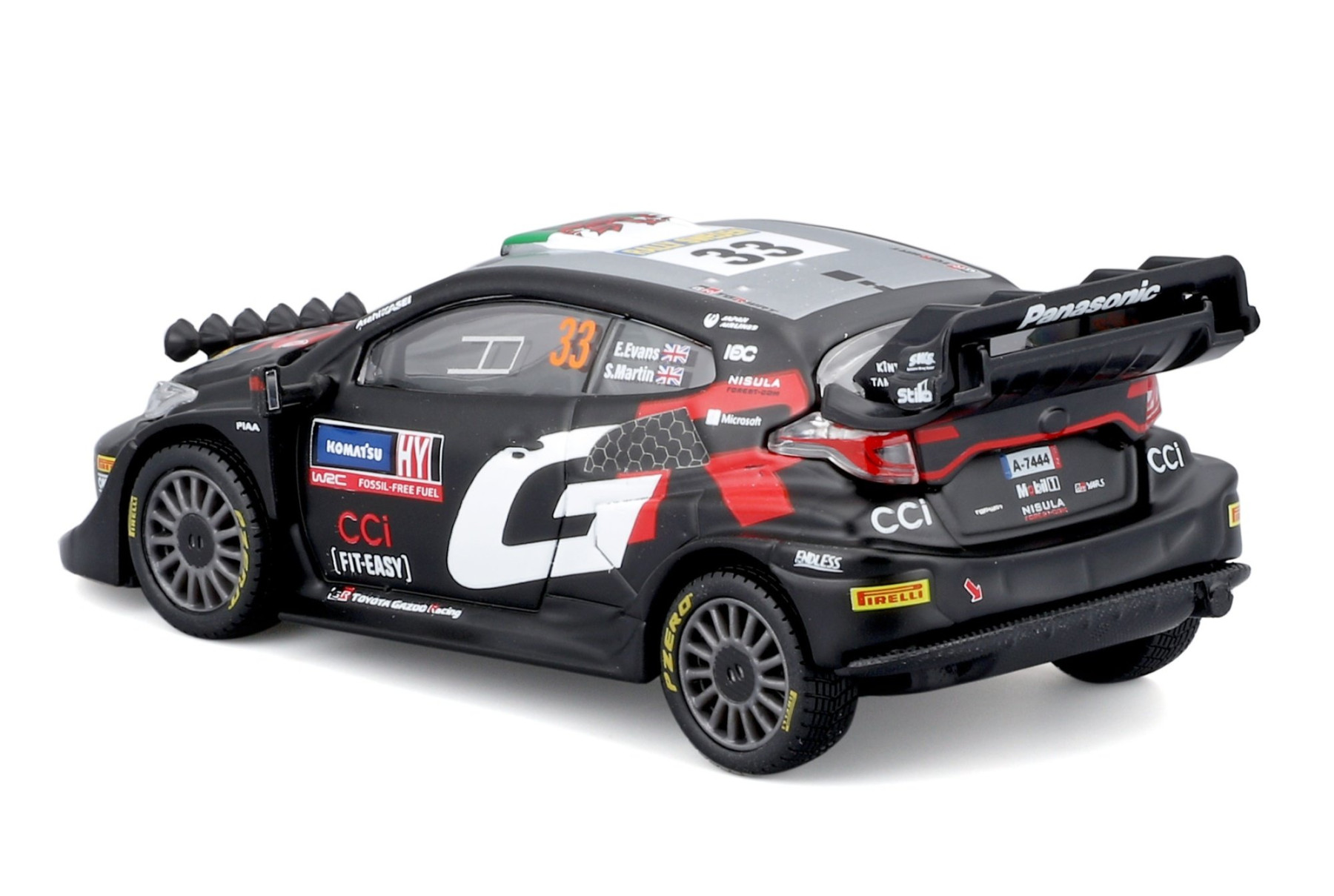 Bburago - Toyota Yaris GR Rally1 Hybrid WRC 2024 #33 E.Evans (1:43 Scale Model) with collectors hard case - Image 3
