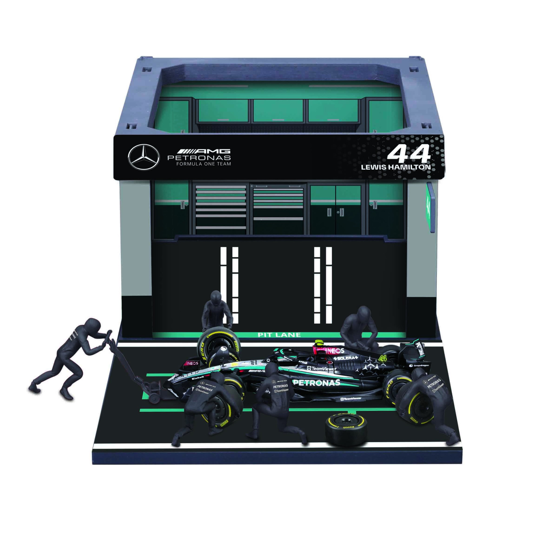 Bburago - Mercedes-AMG F1 W15 2024 Pit Pass #44 L. Hamilton (1:43 Scale Model)