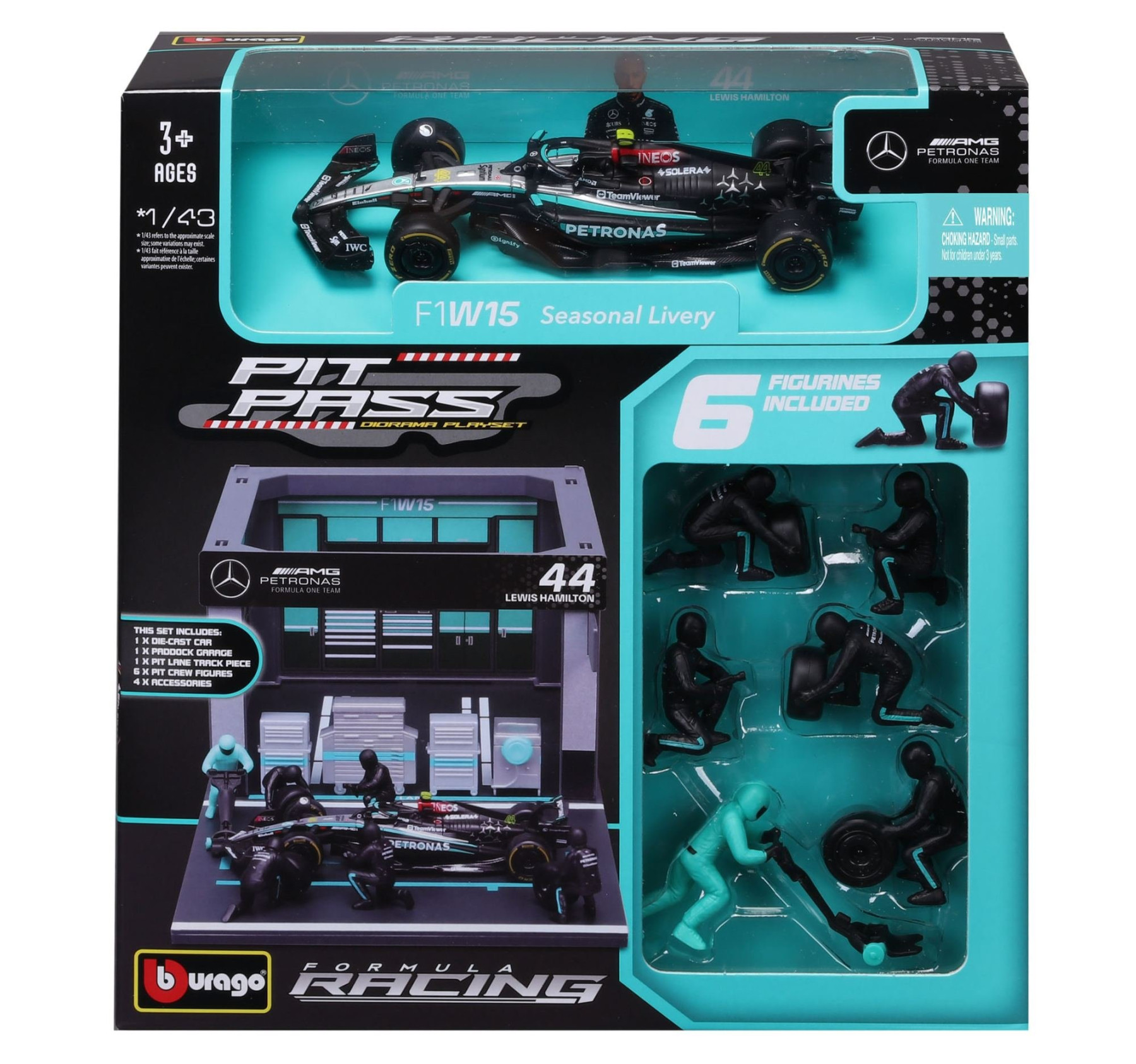 Bburago - Mercedes-AMG F1 W15 2024 Pit Pass #44 L. Hamilton (1:43 Scale Model) - Image 3