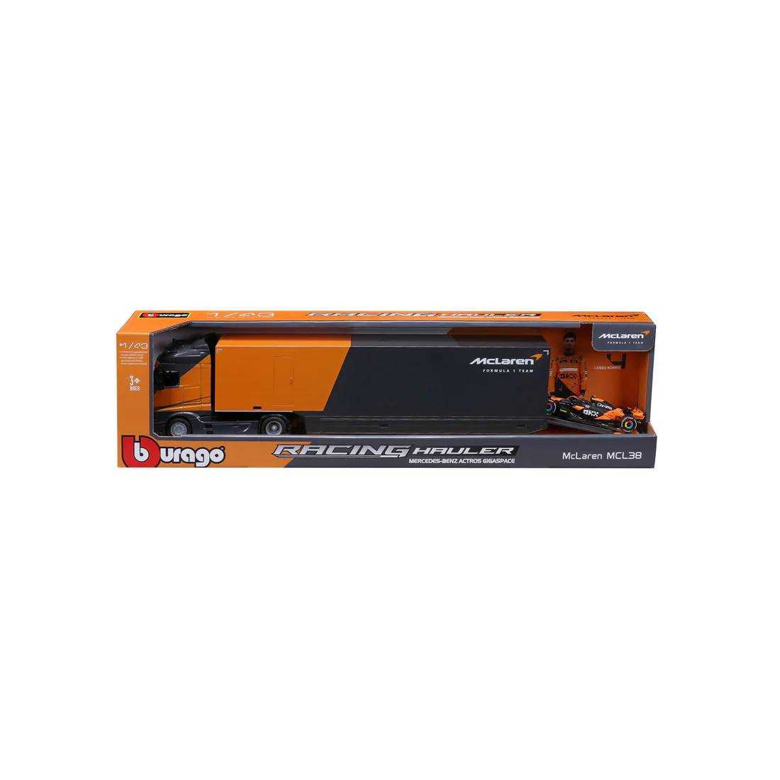Bburago - Mercedes-AMG Actros with McLaren MCL38 #4 Lando Norris (1/43 Scale Models) - Image 3