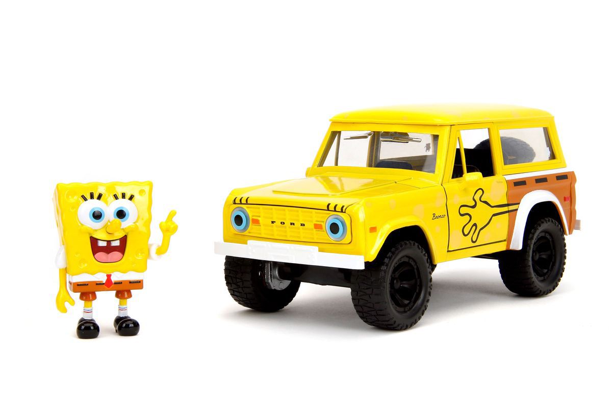 Jada Toys - Spongebob Ford Bronco 1973 (1:24 Scale Model) with Figure