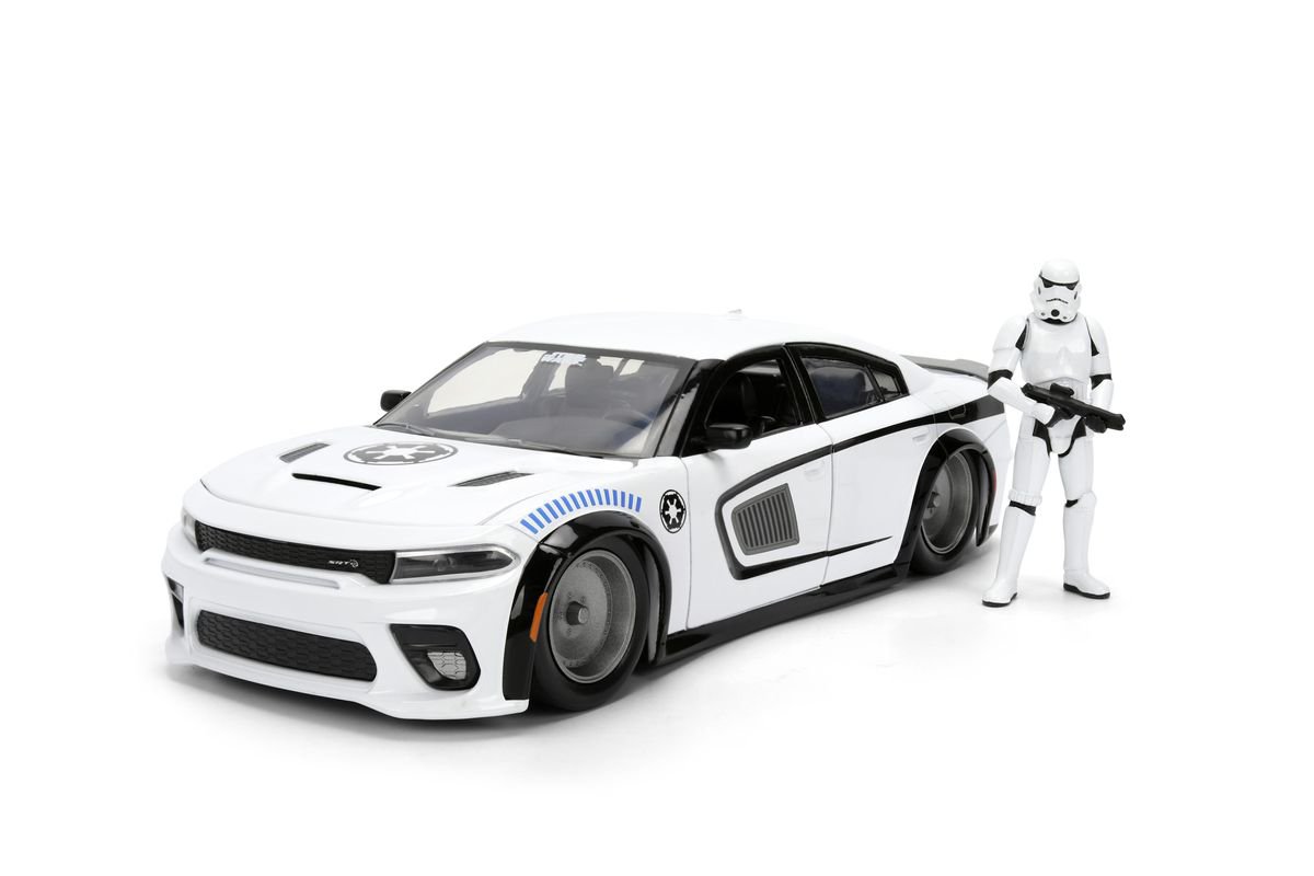 Jada Toys - Star Wars Storm Trooper Dodge Charger SRT Hellcat 2021 (1:24 Scale Model) with Die-Cast Figure